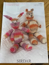 Sirdar Snuggly Smiley Stripes Knitting Pattern Toy Rabbit & Teddy Bear DK Yarn