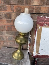 Vintage eltex  Twin Wick Oil Lamp w/Milky White Shade & Chimney 22” high display