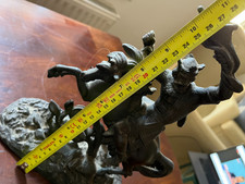 Bronze-effect antique horse rider  faux-patinated sculpture , spelter circa 1870