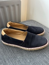 Louis Vuitton FD1124 Black Suede Espadrilles Shoes 7.5 Beach Shoes LV