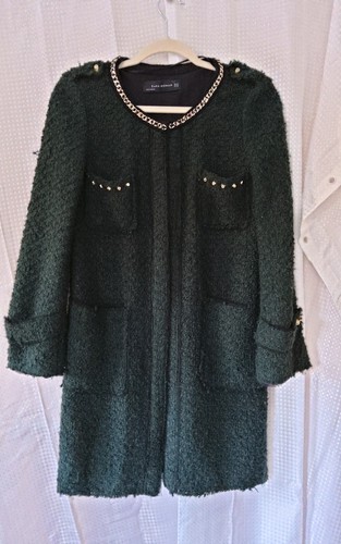 Zara tweed boucle green blazer - boucle,