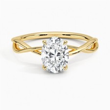 4Ct 14K Gold IGI Certified EF-VS Oval Lab Grown CVD Diamond Twist Solitaire Ring
