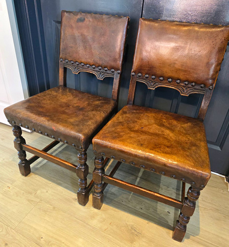 Pair vintage oak - pair,