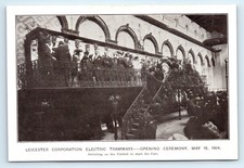 POSTCARD LEICESTER ELECTRIC TRAMS TRAMWAYS OPENING MAY 1904 SWITCHING ON CURRENT