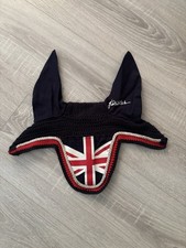 John Whitaker Union Jack Fly Veil/ear Bonnet In Pony/cob
