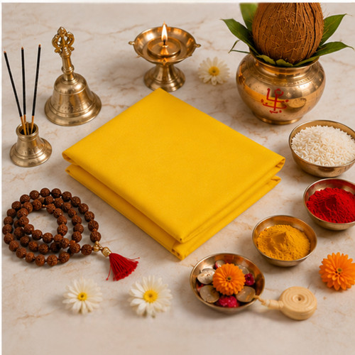 25m pooja cloth white red - pooja,