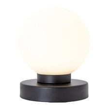 Contemporary Opal Glass Globe Table Lamp with Matte Black Round Base by Happy...