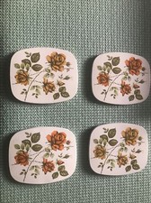 Worcester Ware Vintage Savoy Cocktail Mats Coasters Floral Roses Drinks