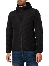 EA7 Men's Logo Zip Down Jacket, Black