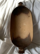 Hand Carved African 9 X 18 Inch Two Tone Wooden Bowl With Bead Decoration