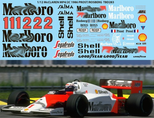 Decals for mclaren mp4 2 - 1/12, mp4/2