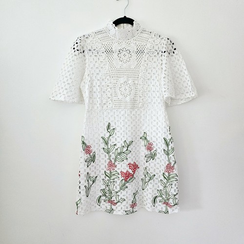Zara white crochet embroidered