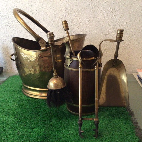 Vintage hammered brass - brass, coal