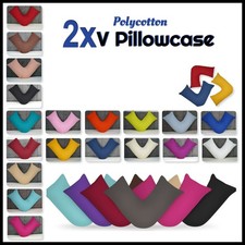 V Shaped Pillowcase Polycotton Orthopedic Back Neck Support V Covers (Pack of 2)
