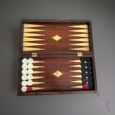 Vintage Wooden Backgammon/Draughts/Chess Board Game 38cm x 38cm
