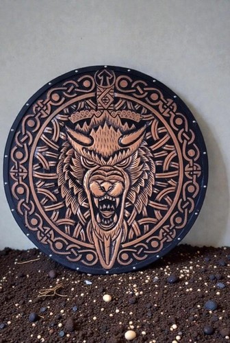 Viking wolf round shield - round,