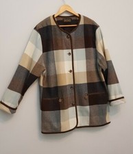 Eugen Klein Wool Cashmere Blend Blanket Jacket Checked straight cut Size 14/40