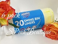 6 × Power Force - 20 Swing Bin Liners - 50L - 635×760mm [SIX PACK]