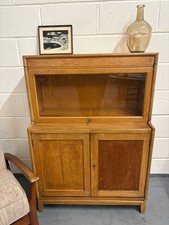 Light oak cupboard bookcase display storage glass sliding front