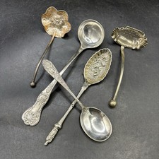 Fancy Spoons x5 Silver Scoops & Ladles Antique EPNS Quality Flatware Service Set