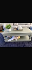 Grey Blue Solid Wood Painted Coffee Table Living Room Furniture With Shelf