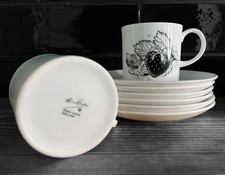 Vintage Susie Cooper 1950s Black Fruit Coffee Cans & Saucers x6 - Unused