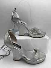 Faith Silver Strappy Wedge