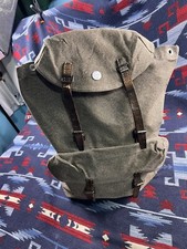 Vtg Swiss Army Backpack Rare Salt Pepper Canvas Leather 40s 50s WW2 Rucksack