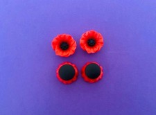 4 X Red Poppy Shoe Charms  for Cro - Clogs - Shoes with Holes