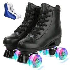Roller Skate Shoes for Women Men PU Leather High-top Double-Row Roller Skates...