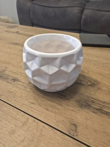 White ceramic geometric - ceramic, plant