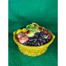 SARREGUEMINES Majolica Covered Fruit Basket With Lid