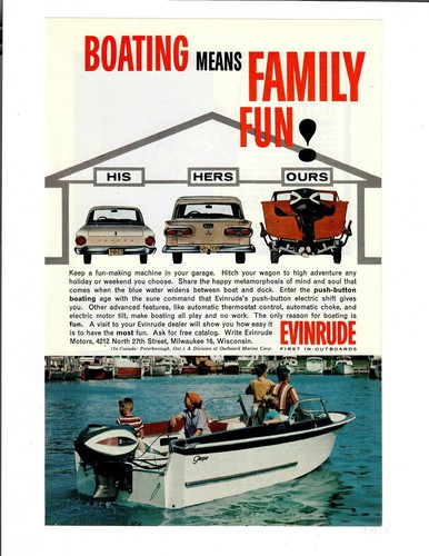 1962 evinrude print boating - ad,