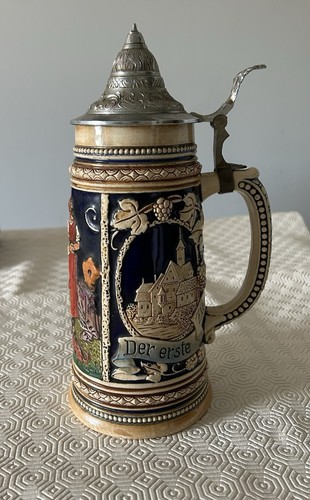 Ceramic stein painted design - stein,