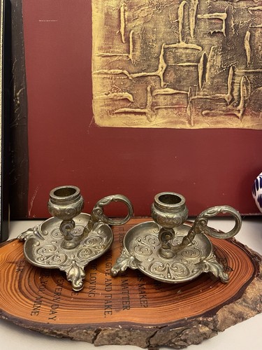 Pair vintage solid - vintage, brass