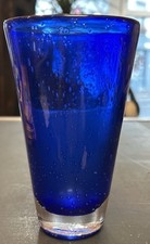 Cobalt Blue Crackle / Bubble Effect Vase