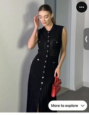 Sandro Knit Dress XS Black See