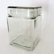 Square glass storage jar -