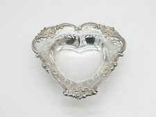 Victorian Silver Plated Heart Shaped Floral Sweet Treat Dish Antique c1890