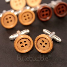 Funky wooden button cufflinks - funky,