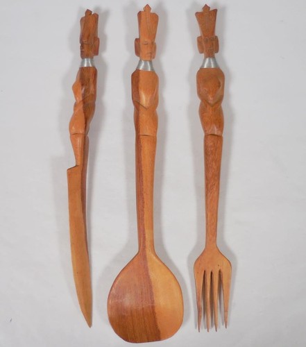 Hand carved wood salad spoon - salad,