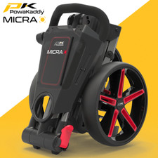 POWAKADDY 2025 MICRA GOLF TROLLEY / ULTRA COMPACT GOLF CART - GUNMETAL / RED