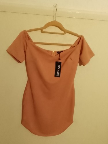 Boohoo ribbed dress pink party - dress,