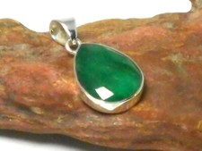 Green Teardrop  Emerald  Sterling  Silver  925  Gemstone  Pendant