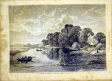 Original Old Antique Print