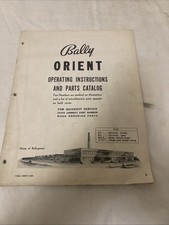 Bally - Orient  - Pin  Ball Machine operation instructions Parts Cataloge