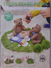 Knitting pattern of a Teddy Bear's Picnic play set of soft toys