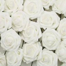 50X Large 7CM Artificial Flowers Foam Rose Head Wedding Party Decor Bouque UK
