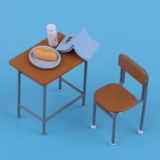 Vintage Metal School Desk Chair Set Furniture for Dolls House  Action Figures