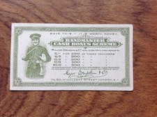 Bandmaster Cash Bonus Scheme Voucher Card .  Free UK Postage